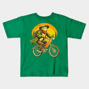 Funny Frog On A Bike Kids T-Shirt